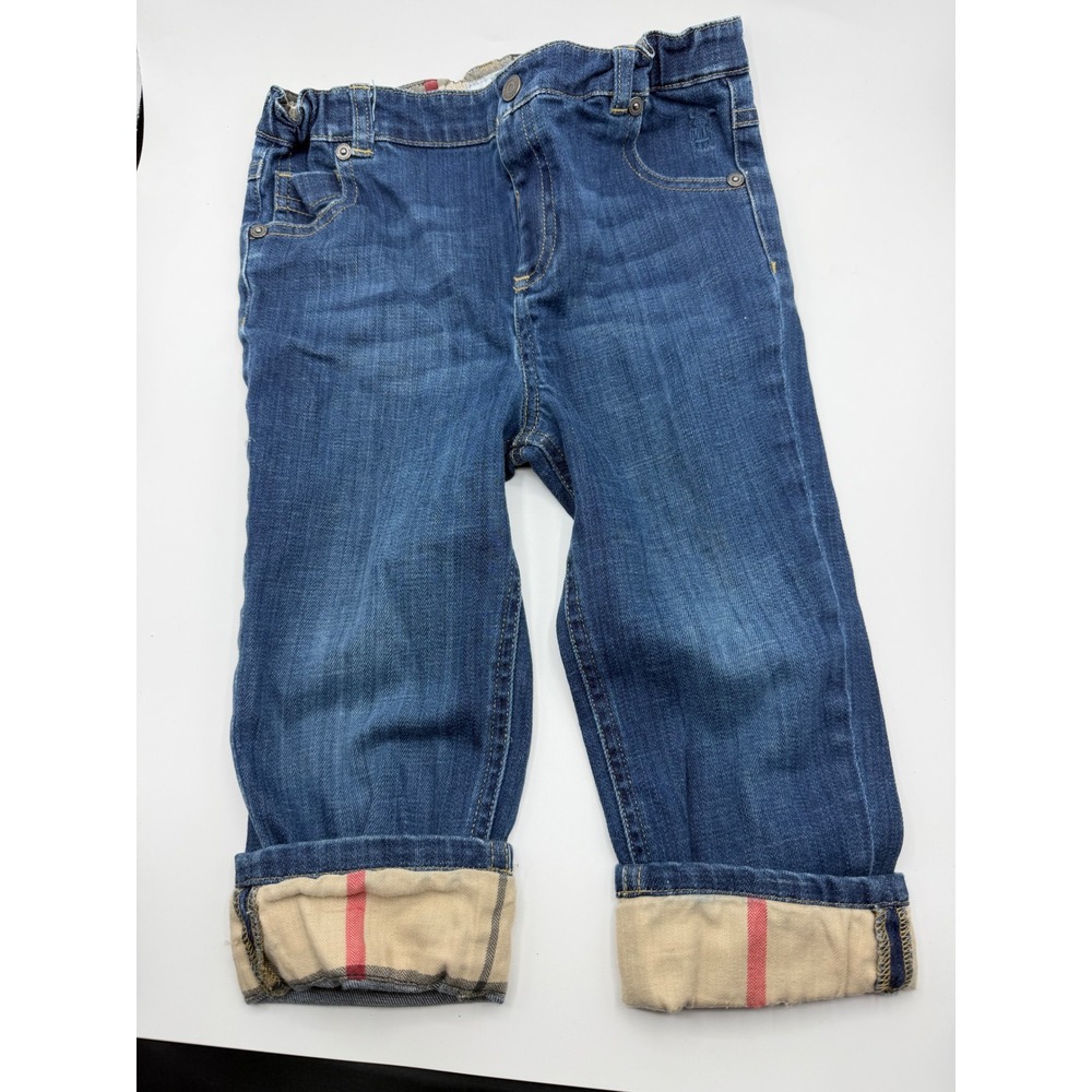 Burberry Children Kids Nova Check Cuff Denim Jeans Medium Wash Size 3Y 98cm